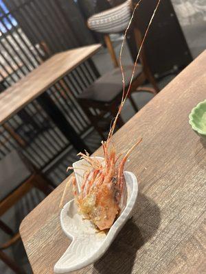 Fried sweet shrimp head