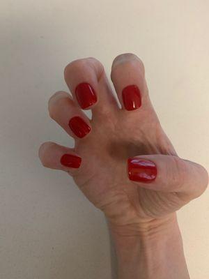 Red polish - right hand