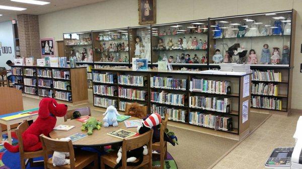 The childrens section of the library housing a huge doll collection