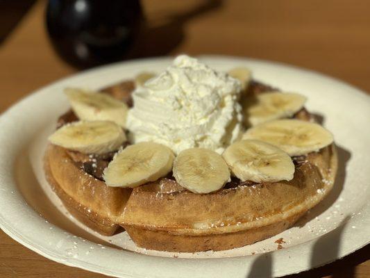 Perfectly cooked original waffle; with Nutella & banana.  5-stars