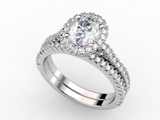 Engagement ring and wedding band! All custom!!!