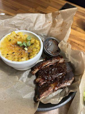 3 ribs and the delicious corn