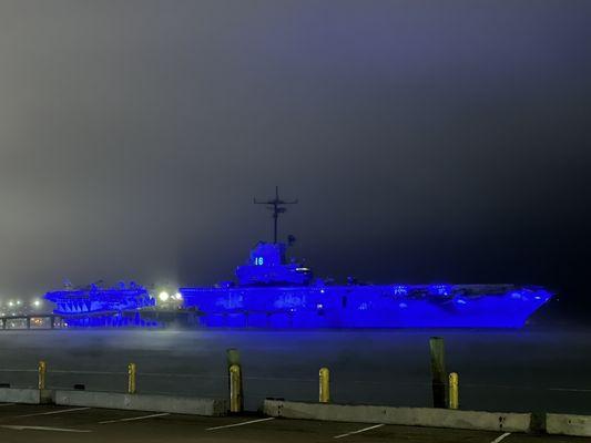 USS LEXINGTON from the parking lot by the Selena Auditorium