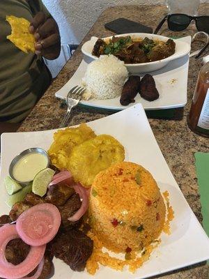 Goat Arroz Blanco Arroz Blanco Tostones Maduros