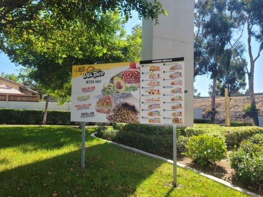 Menu at the start of the drive-thru