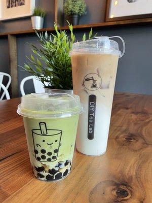 Organic Matcha Fresh Milk, White Peach Oolong Fresh Milk Tea | IG: @bobabitchess