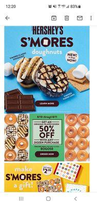 Wednesday August 11th, two "Smores Doughnuts" are New At Krispy Kreme.  8/10/2021