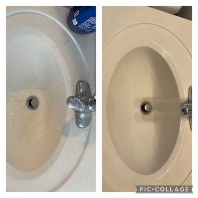 Before and after move out cleaning of sink