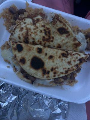 rice , beans , and cheese chalupas