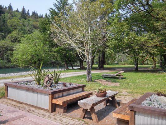 Patio overlooking the river