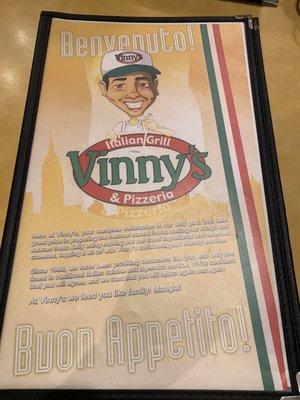 Front of the menu