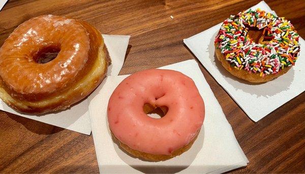 Donut Fridays: Glazed, Cherry, and Chocolate w/sprinkles.