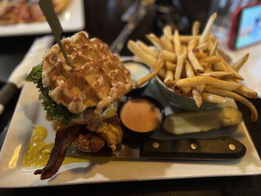 Chicken & Waffle sandwich = HEAVEN!!!