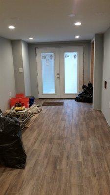 Basement family room after renovation