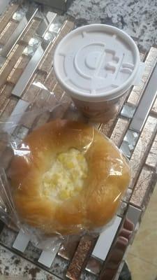 My favorite! Corn bun and milk tea.