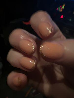 Light orange dip with Baby French in gold!!