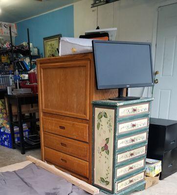 Not all fit on the photo! These are a few items: oak secretary desk, small chest, file cabinets, end tables display screen steel parts...