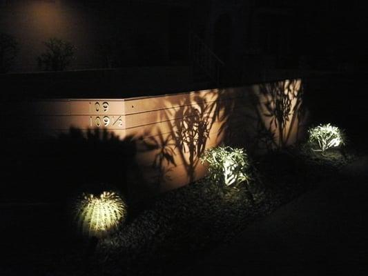 Marina Del Rey low voltage LED lighting lights up our entry and frontage at night.