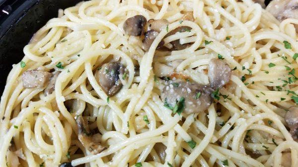 Aglio E Olio with added mushrooms!  So good and the portion is huge!!