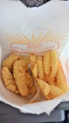 #7: 4pc chicken strip meal with medium fries and a drink