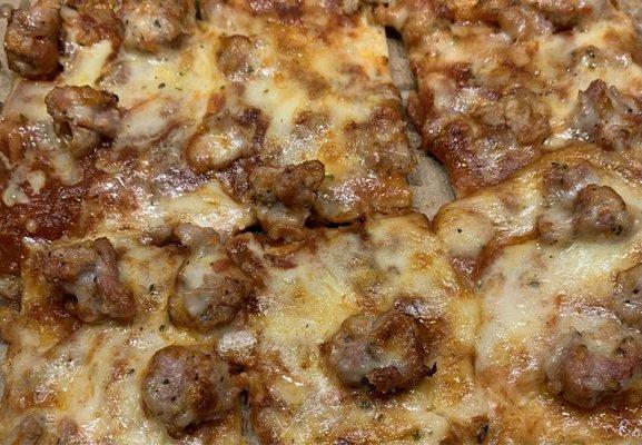 Sausage pizza from IMO's Festus, MO. Can you say D E L I C I O U S ?