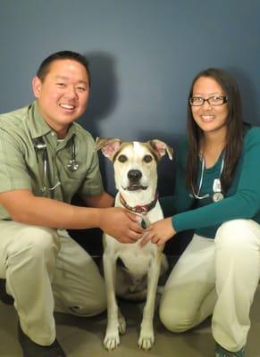 Dr. Chai and Dr. Tom with their dog Tucker!