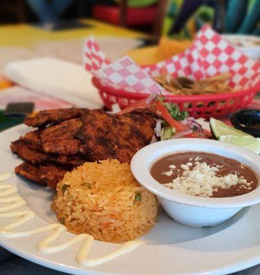 Carne Enchiladas plate, $16