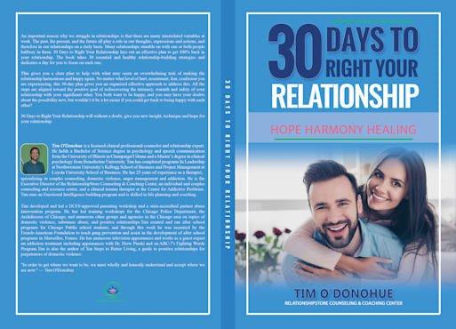 Get your Relationship back on track with 30 Days to a Right Your Relationship by Tim ODonohue. Available at Amazon.com today !