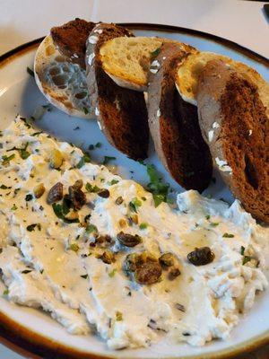 The bread plate sounds so simple, but was one of our favorites! No idea what's in the cheese spread, but it's phenomenal!