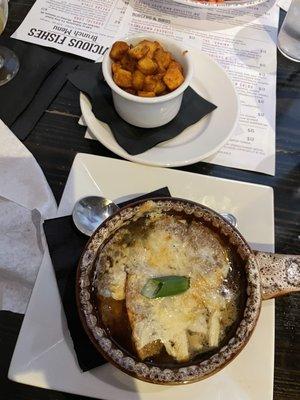 French Onion Soup and Potato Hash