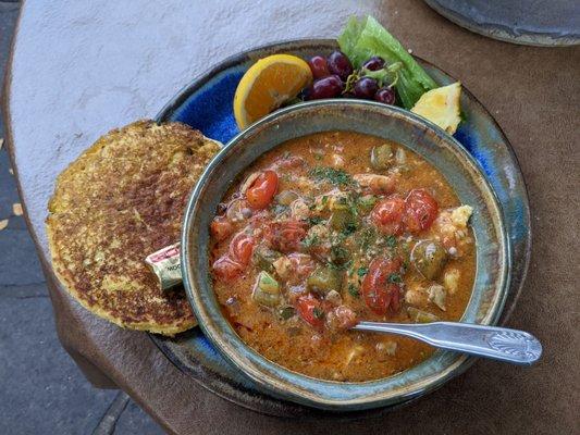 Chicken gumbo & grits.