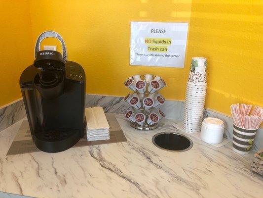 Coffee area for customers is so nice & clean!