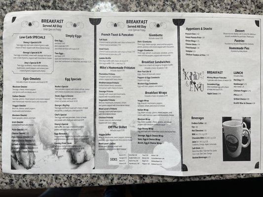 Breakfast menu