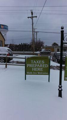 Sign in front of office