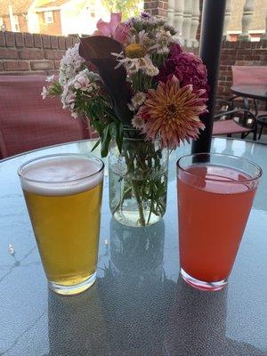 Beer and cider on the cutest patio