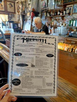 Menu at Mammoth Saloon and Diner