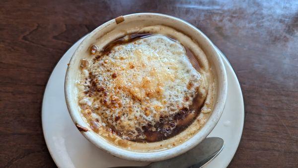 Richly-flavored, three-onion soup was fantastic.