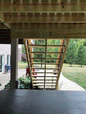 New stairs and railing to the deck