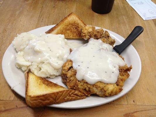 One of the best chicken-fried steaks I've had in a while. The mashed potatoes tasted a little like instant, though.