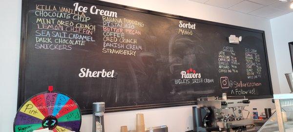 Great selection of flavors - ice cream, sorbet, & coffee drinks