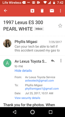 THE EMAILS BETWEEN MYSELF AND THIS BUSINESS PRIOR TO THEM REPAIRING MY CAR WHEN I YELP THIS BUSINESS THEY DENIED WORKING ON MY CAR !