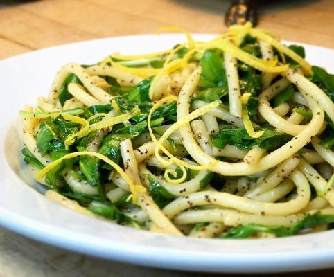 lemon and arugula cacio e pepe