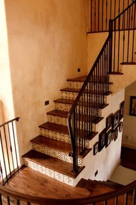 Custom hand scraped, stained, finished & installed Hickory stair treads by the Haltom Floors guys