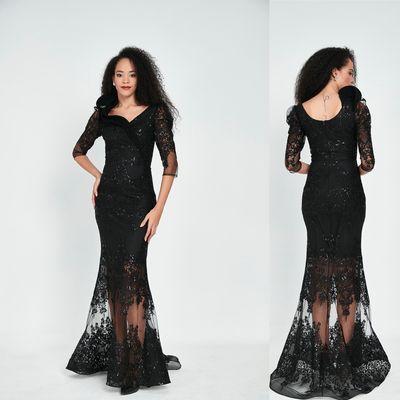 Sequined Tulle Lace Trumpet Dress