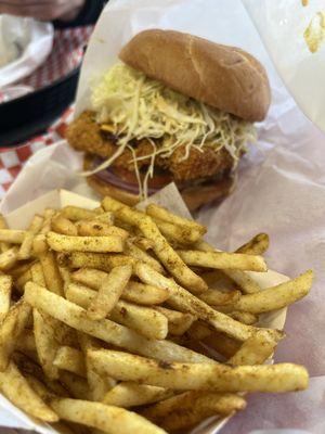 Curry katsu with curry fries Samurai burger