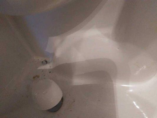 Workers left behind ashes from smoking in the bathroom