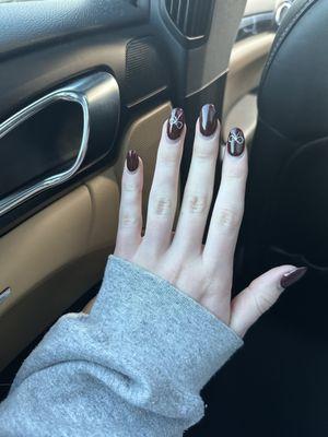 My nails from last time with bows