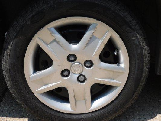 LEFT BACK TIRE - WHEEL DRESSING APPLIED - NO PROBLEM