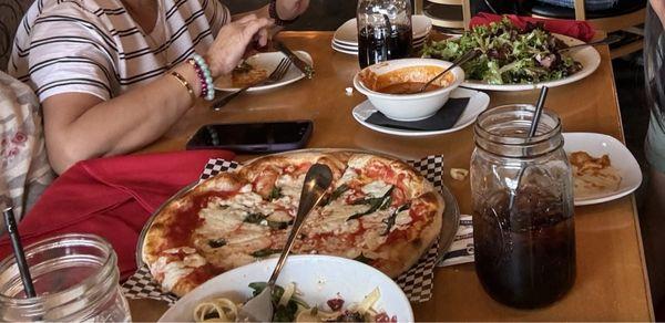 Margherita Pizza. Farmhouse salad