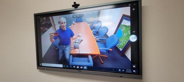 Testing webcam on BenQ 65" Interactive Display with OPS Slot-In PC for Halliday Management.